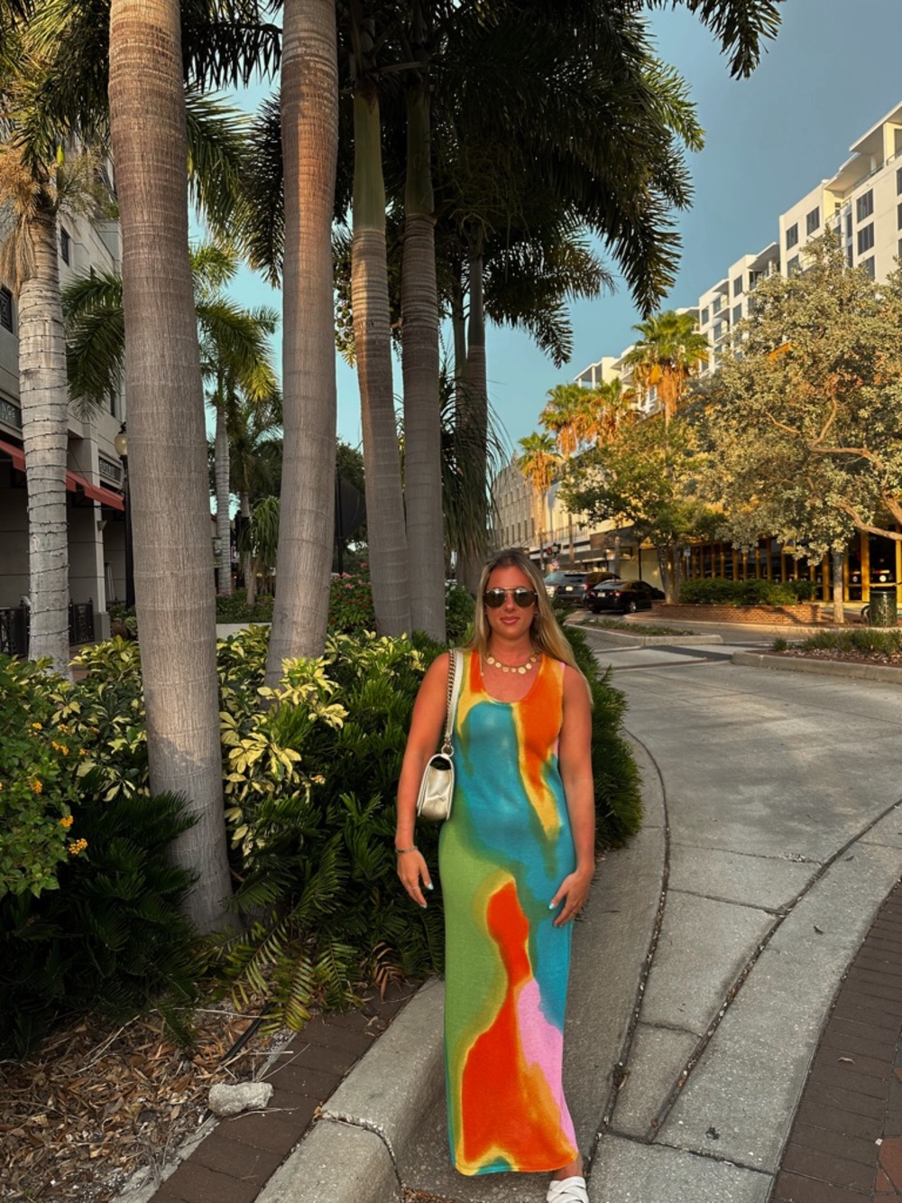 Zara Multicolor Swirl Maxi Dress in Turquoise, Orange, Lime & Pink